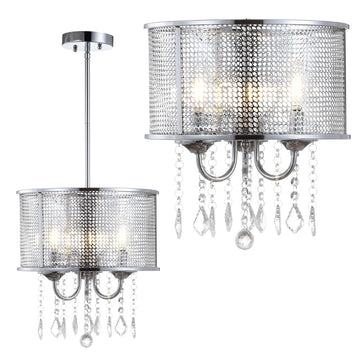 Avah Metal/Crystal Adjustable LED Drop Chandelier - JONATHAN Y